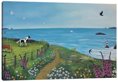 Looking Out To Sea Canvas Art Print - Folk Art