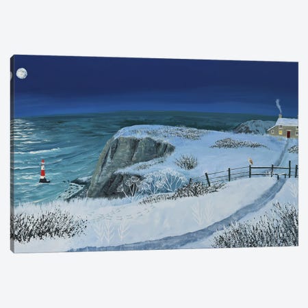A Winter's Night At The Lighthouse Canvas Print #JOG99} by Jo Grundy Canvas Artwork