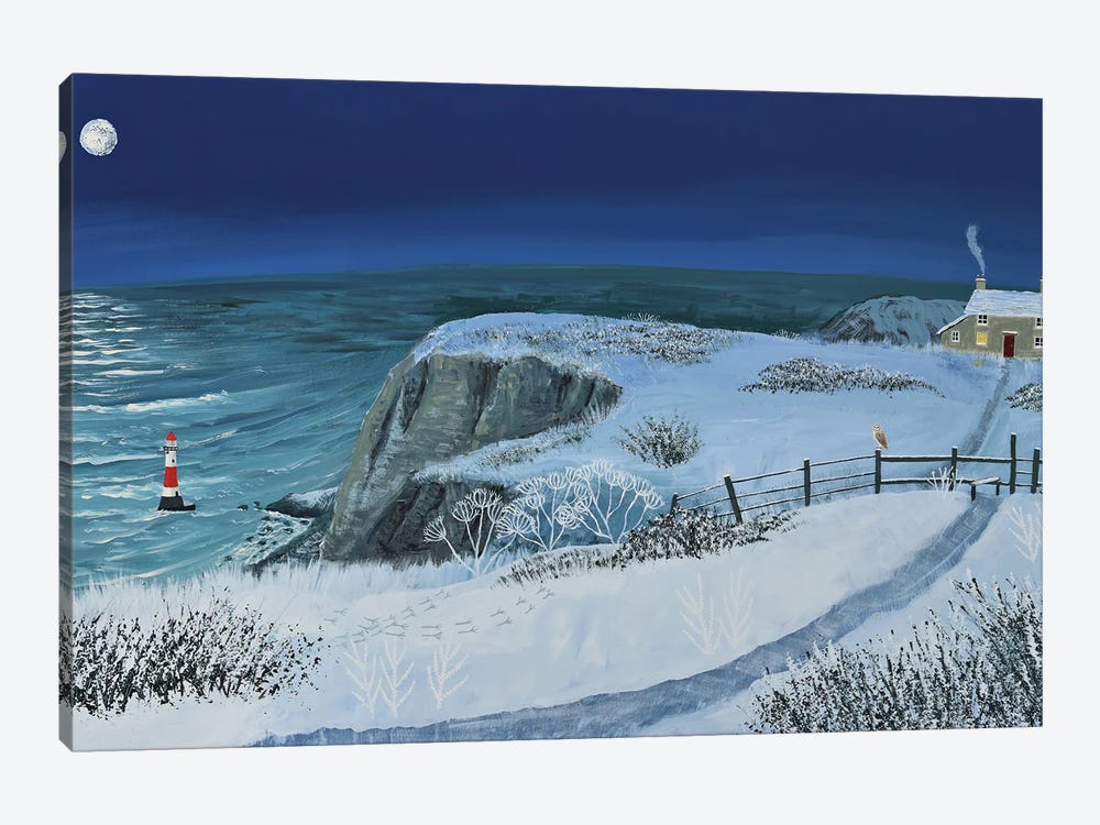 A Winter's Night At The Lighthouse by Jo Grundy 1-piece Canvas Art Print