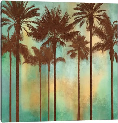 Aqua Palms II Canvas Art Print - Tropical Décor