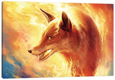 Fire Fox Canvas Art Print - JojoesArt