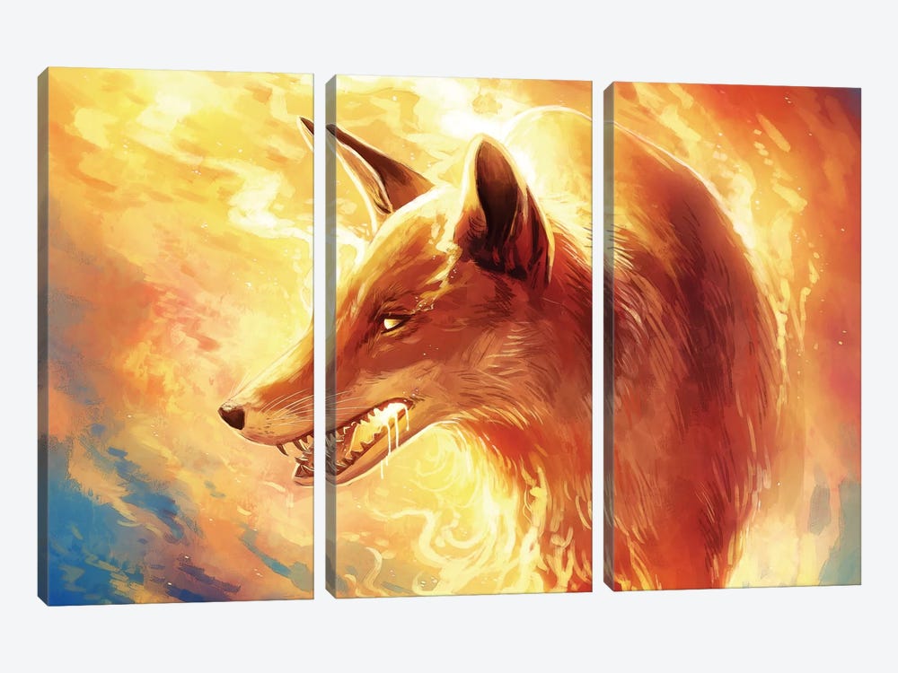 Fire Fox by JoJoesArt 3-piece Canvas Wall Art