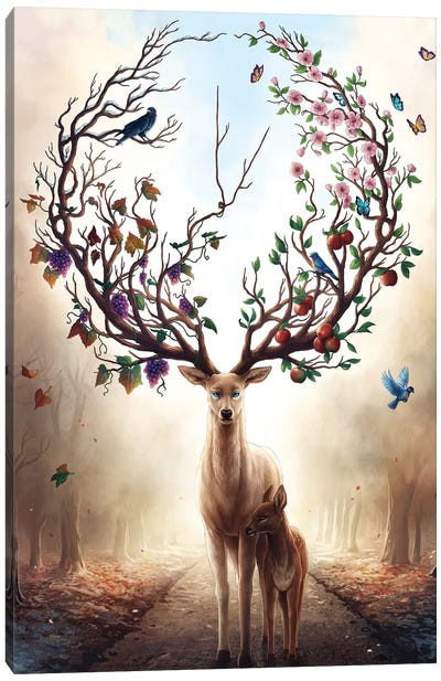 Seasons Canvas Art Print - Mythical Creature Art