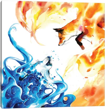 Water & Fire Canvas Art Print - Jongkie