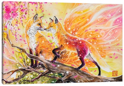 Fox Love Canvas Art Print - Jongkie