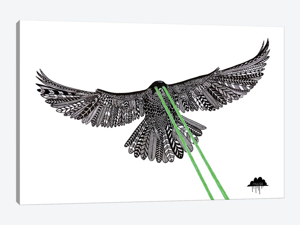 Falcon With Lazer Beams by MULGA 1-piece Canvas Art