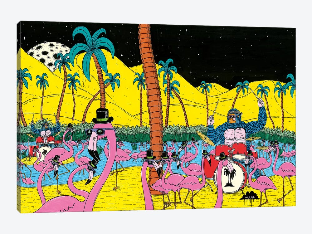 Mulgas Magical Musical Creatures: Flamingos 1-piece Art Print