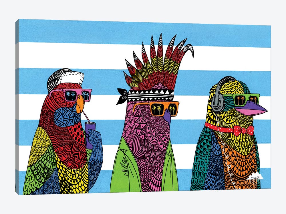 3 Rad Birds by MULGA 1-piece Canvas Art