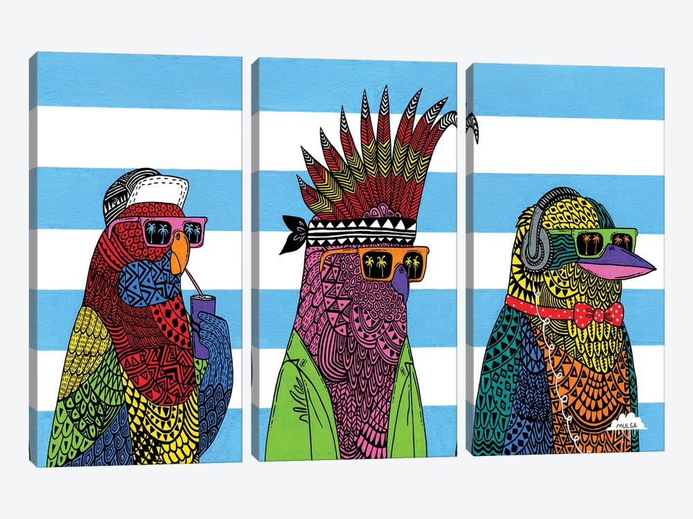 3 Rad Birds by MULGA 3-piece Canvas Artwork