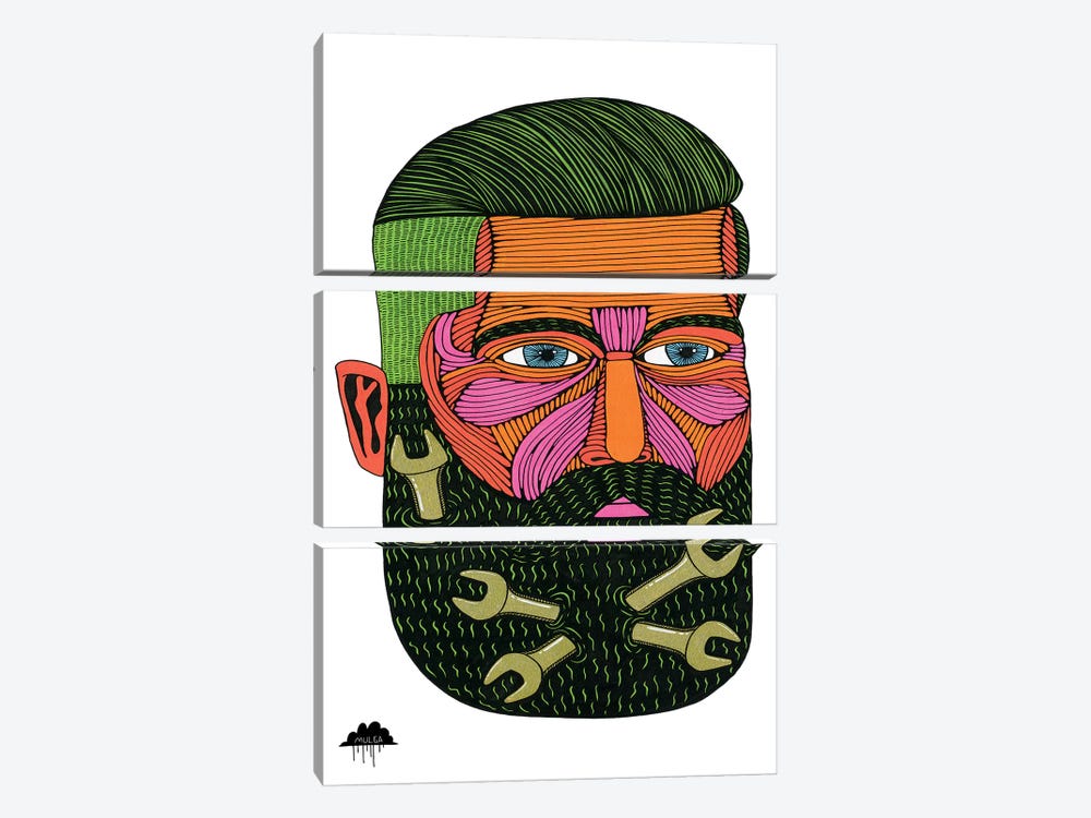 Spanner Beard Samson by MULGA 3-piece Canvas Art Print