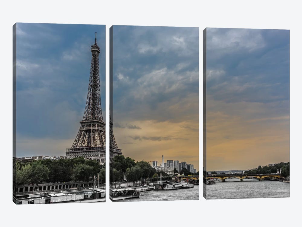 Evening Over Paris by Anders Jorulf 3-piece Canvas Wall Art