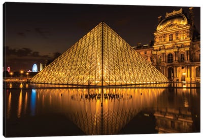 The Louvre, Paris Canvas Art Print - Pyramid Art