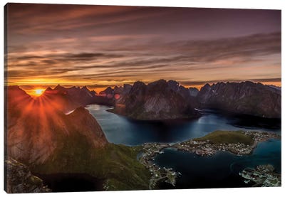 Midnight Sun, Norway I Canvas Art Print - Sunrises & Sunsets Scenic Photography