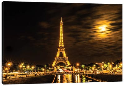 Moonlight Over Paris Canvas Art Print - Landmarks & Attractions