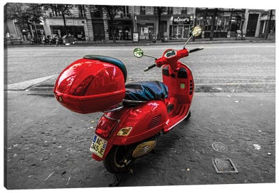 Red Canvas Art Print - Scooters