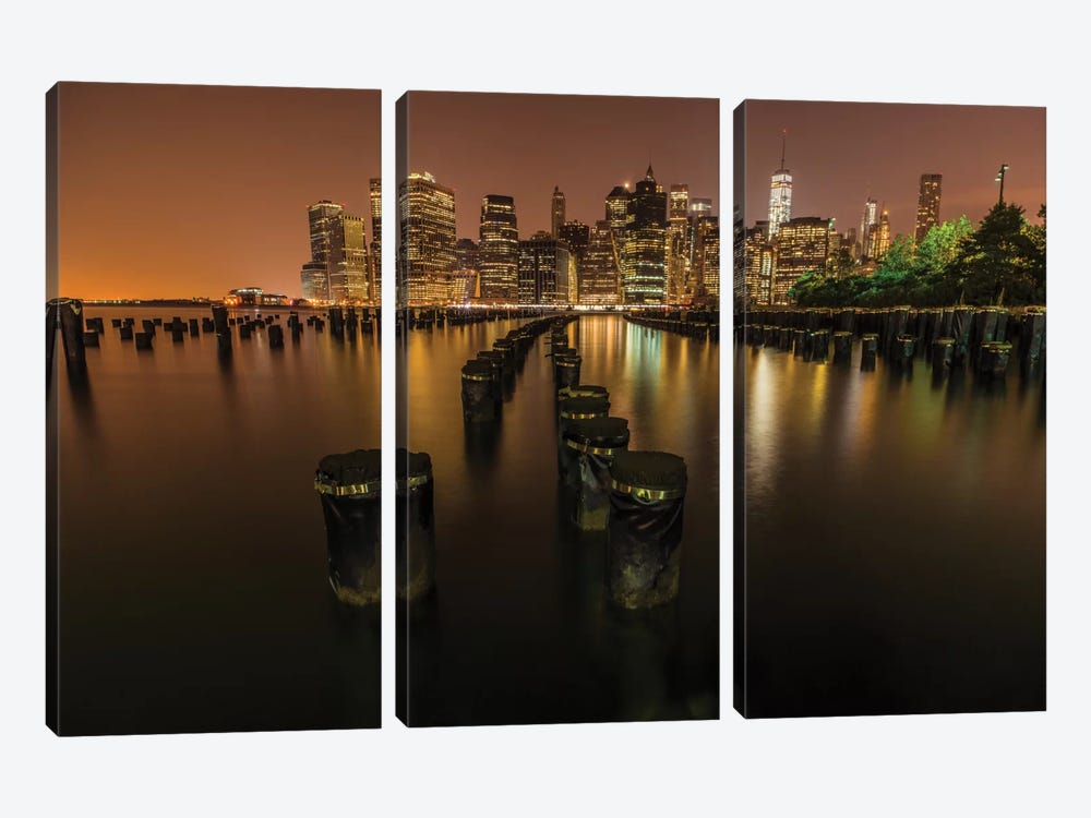 Silent Night In NYC by Anders Jorulf 3-piece Canvas Print