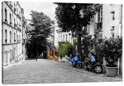 The Streets Of Paris Canvas Art Print - Scooters