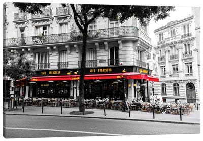 Cafe In Paris Canvas Art Print - Urban Scenic Photography