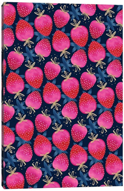 Ombre Strawberries Canvas Art Print - Berry Art
