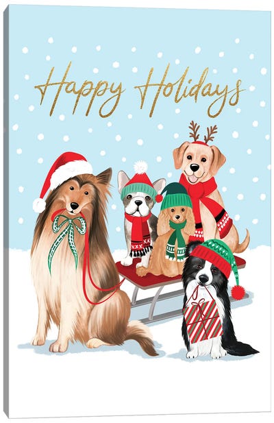 Happy Holidays Canvas Art Print - Cocker Spaniel Art