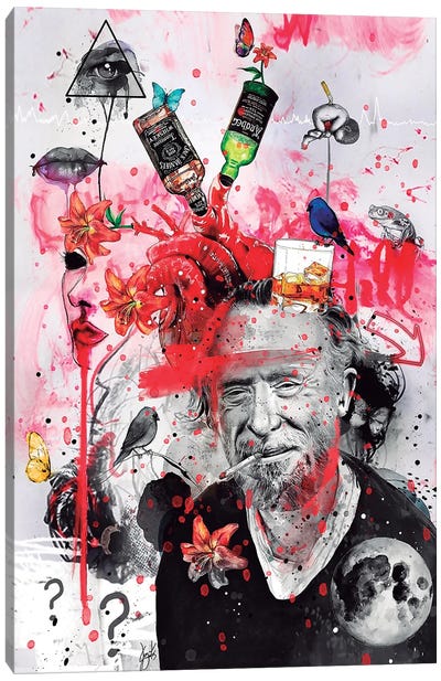 Charles Bukowski Canvas Art Print - Author & Journalist Art