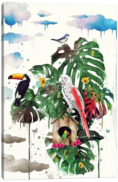 Celestial Aviary - Lucid Dreams Series Canvas Art Print - Monstera Art
