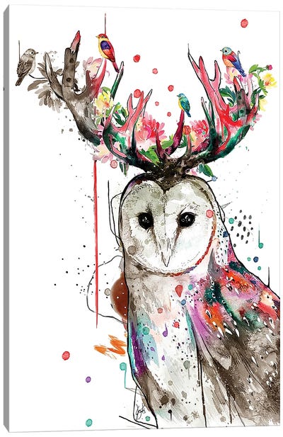 Queen Owl - Lucid Dreams Series Canvas Art Print - Jon Santus