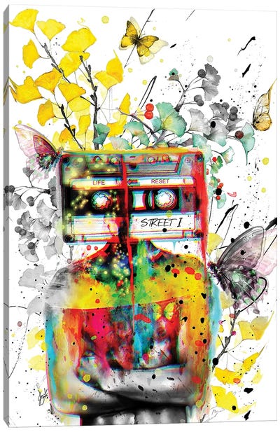 Tape-Man Canvas Art Print - Cassette Tapes