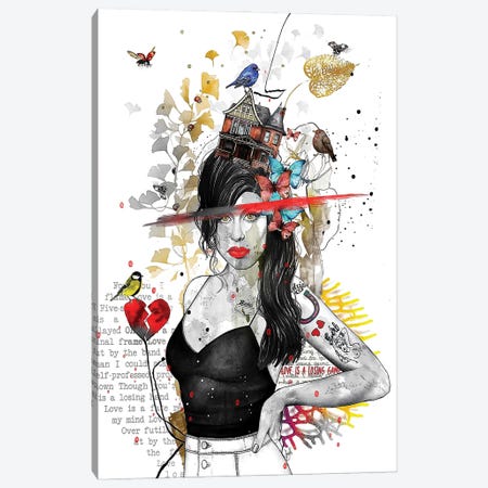 Amy Winehouse Canvas Print #JOU6} by Jon Santus Canvas Art Print