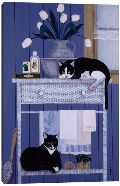 Oscar And Harold Canvas Art Print - Snowshoe Cats