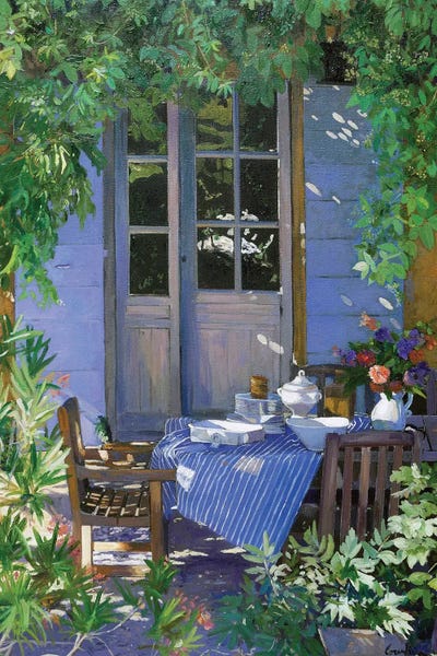 Cafes: The Tablecloth In The Shade by Jean Paul Courchia
