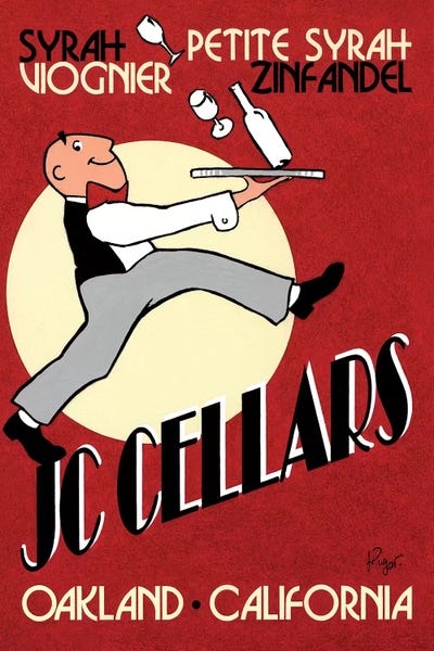 Vintage Kitchen Posters: JC Cellars Vintage Advertisement by Jean-Pierre Got