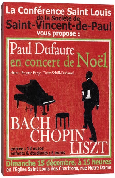 Paul Dufaure en Concert de Noel Vintage Advertisement Canvas Art Print