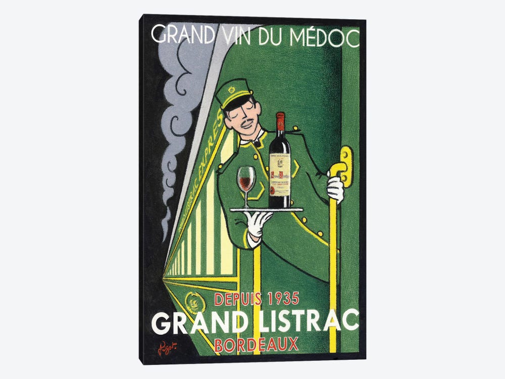 1935 Grand Listrac Wine Vintage Advertisement by Jean-Pierre Got 1-piece Canvas Print