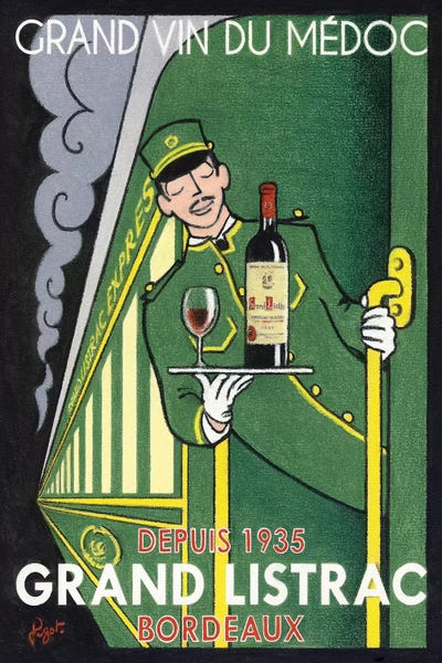 Food & Drink Posters: 1935 Grand Listrac Wine Vintage Advertisement by Jean-Pierre Got