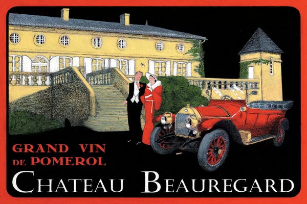 Wine: Chateau Beauregard Wine Vintage Advertisement by Jean-Pierre Got