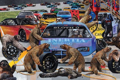 Sloth Pit Crew by Julie Pace Hoff multi panel art