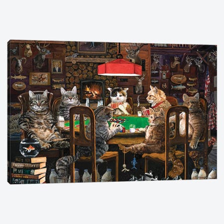 Cats Playing Poker Canvas Print #JPH13} by Julie Pace Hoff Canvas Art