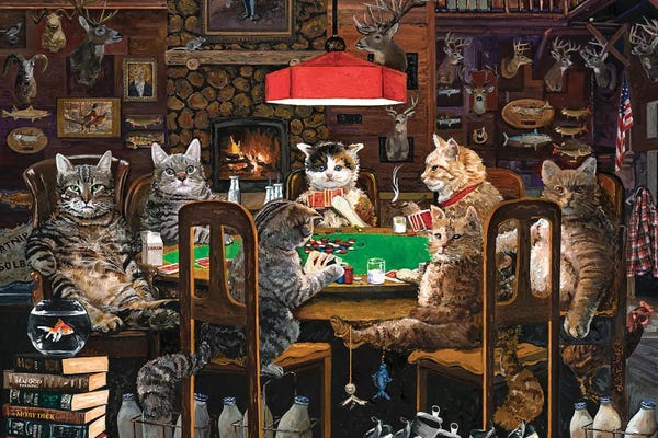 Wall Art: Cats Playing Poker by Julie Pace Hoff