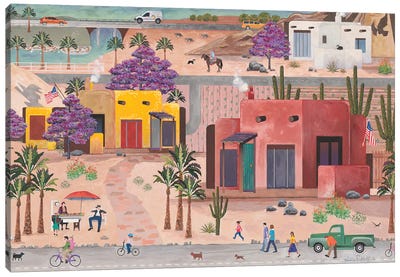 Southwest Adobe Neighborhood Canvas Art Print - Julie Pace Hoff