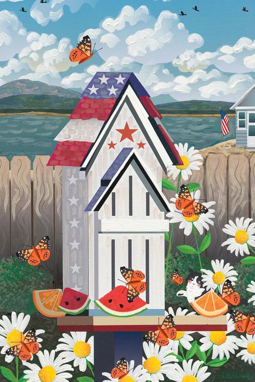 Patriotic Butterfly House by Julie Pace Hoff wall art