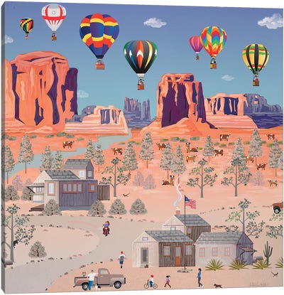 Hot Air Ballons In The Southwest Canvas Art Print - Julie Pace Hoff