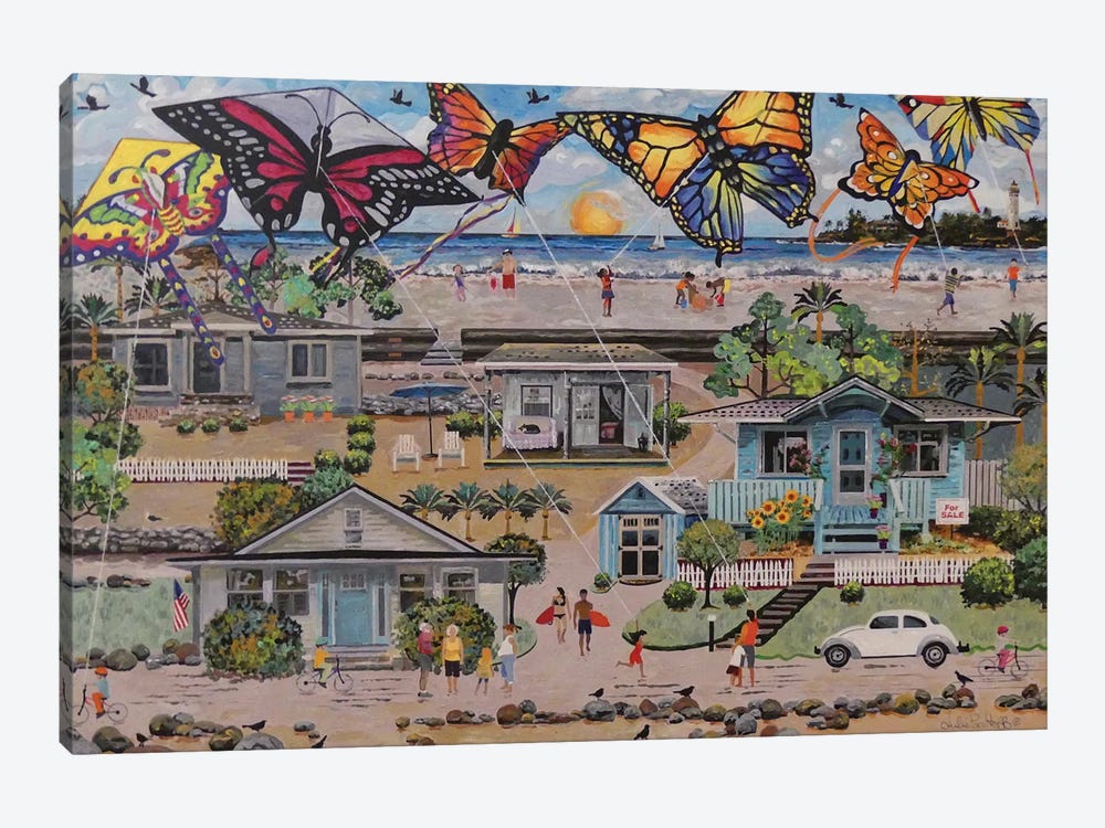 Summer Beach Butterfly Kites by Julie Pace Hoff 1-piece Canvas Art