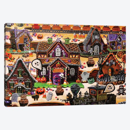 Halloween Haunted Cookie Town Canvas Print #JPH39} by Julie Pace Hoff Canvas Wall Art