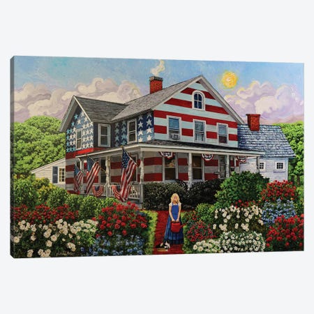 Home Is Where The Flag Is Canvas Print #JPH43} by Julie Pace Hoff Canvas Art Print