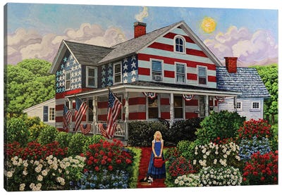 Home Is Where The Flag Is Canvas Art Print - Garden & Floral Landscape Art