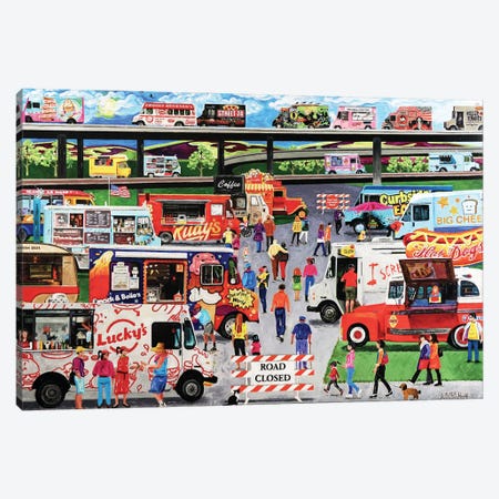 Food Truck Festival Canvas Print #JPH46} by Julie Pace Hoff Canvas Artwork