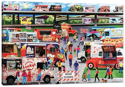 Food Truck Festival Canvas Art Print - Food Art