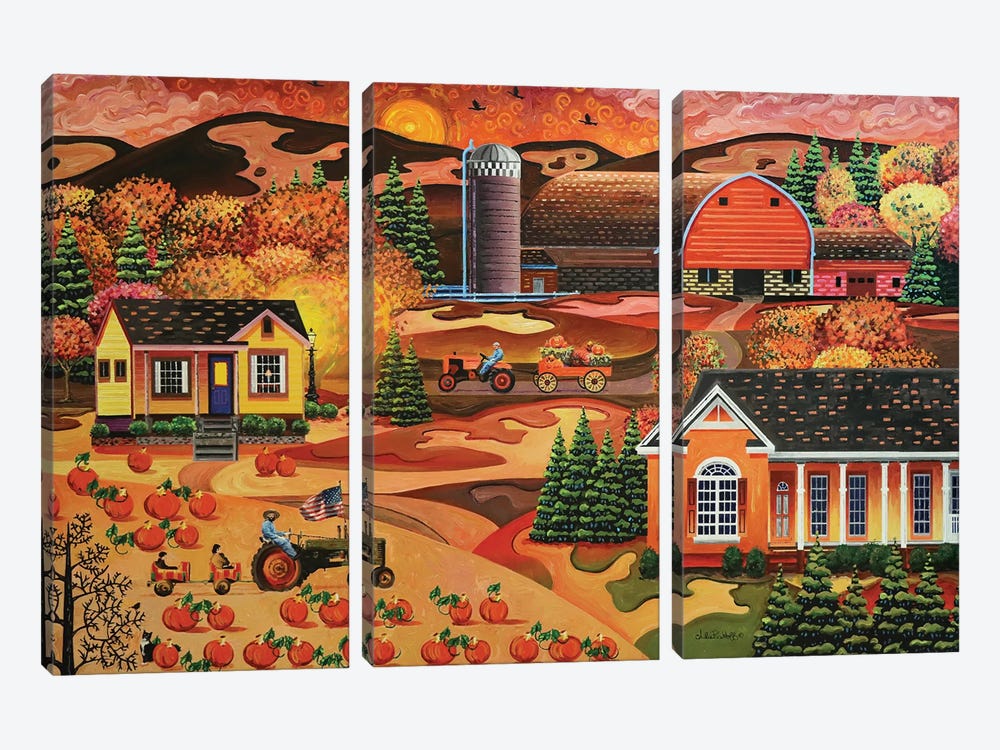 Autumn American Farm by Julie Pace Hoff 3-piece Canvas Print