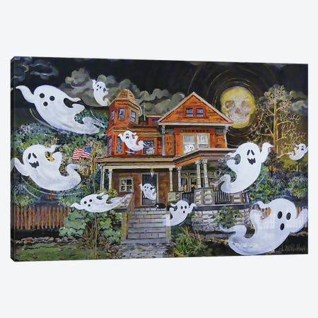 Halloween Ghostly Night Canvas Print #JPH7} by Julie Pace Hoff Canvas Artwork